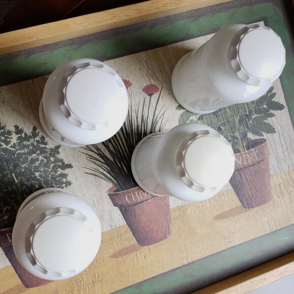 Vtg Milk glass Hazel-Atlas Set 4 farmhouse white spice containers - Picture 7 of 7